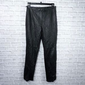 Like New |•JACQUELINE FERRAR•| Vintage Black Genuine Leather Pants